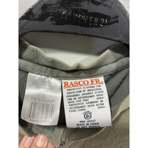 RASCO FR Flame Resistant Gray Henley Long Sleeve Work Shirt Men's L - Picture 4 of 8